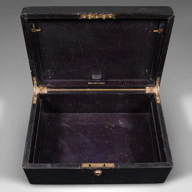 1890s Victorian Antique Correspondence Box, English, Leather, Writing Case For Sale - Image 10 of 13