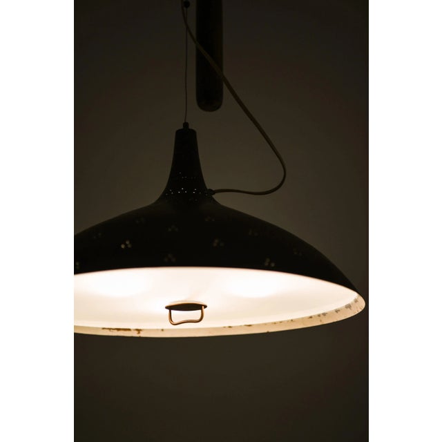 Metal Ceiling Lamp in Brass and Glass attributed to Paavo Tynell, 1950s For Sale - Image 7 of 10