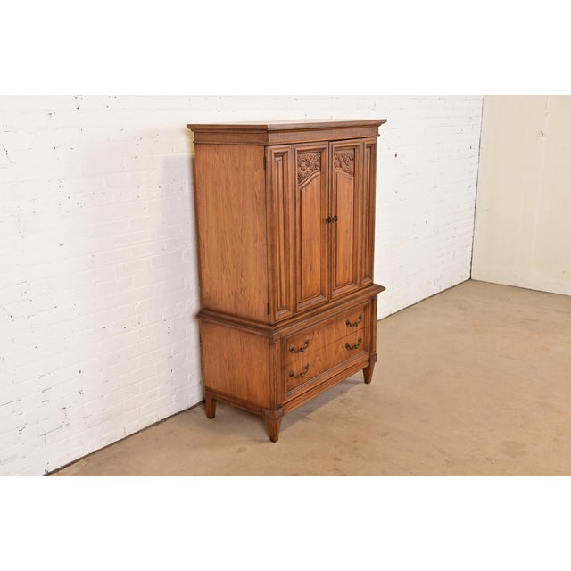 Baker Furniture Company Henredon Style French Regency Louis XVI Walnut Gentleman's Chest, Circa 1960s For Sale - Image 4 of 14