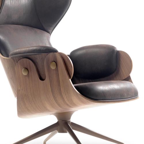 Contemporary Contemporary Plywood, Walnut, and Leather Upholstery Lounger from Jaime Hayon For Sale - Image 3 of 12