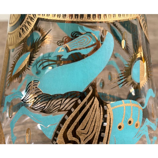 Fred Press Fred Press Glass Cocktail Pitcher / Carafe Turquoise Tiki Design 1950s For Sale - Image 4 of 7