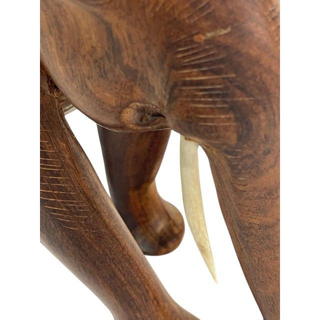 Vintage Hand-Carved Teak Elephant Sculpture, C. 1960s For Sale - Image 9 of 9