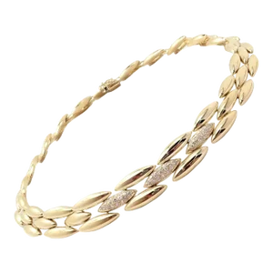 Cartier 18k Yellow Gold Diamond Three Row Gentiane Rice Link Necklace