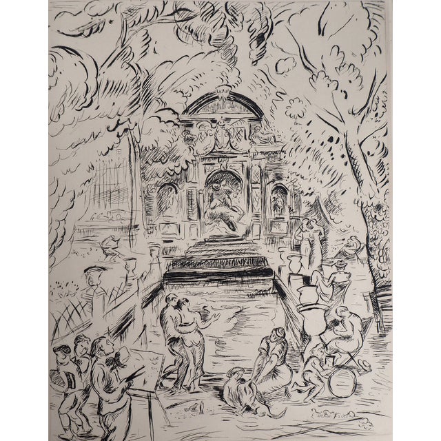 Othon Friesz, Luxembourg Garden: The Fountain of Marie of Medici, 1937, Engraving For Sale