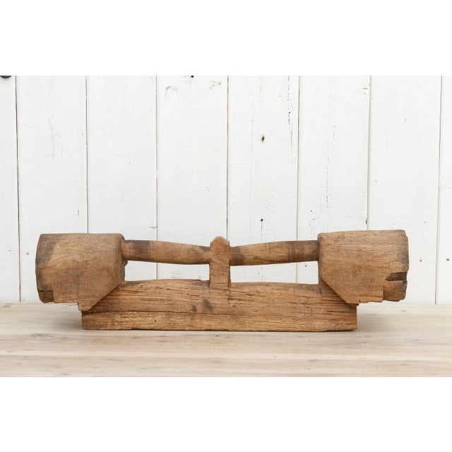 Brown Antique Teak Cartwheel Axle For Sale - Image 8 of 8