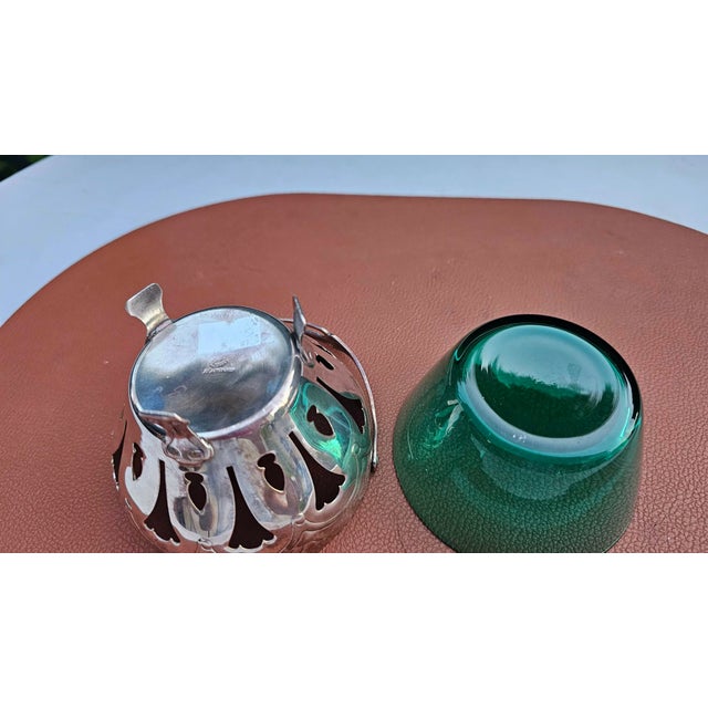 Glass Antique Sugar Bowl in Green Glass, 1890s For Sale - Image 7 of 9