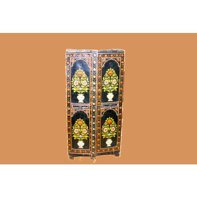 An unusual and beautiful table top spice cabinet. It is made of papier mache and although beautiful it does show use. I...