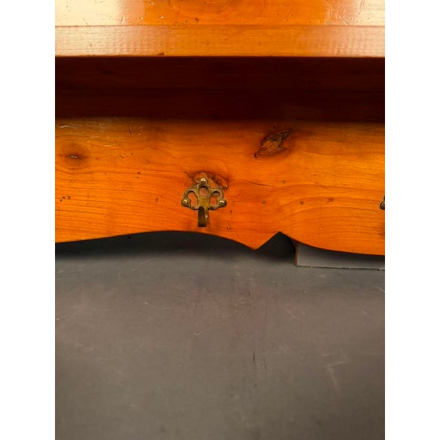 French 19th Century Cherry Wall-Mounted Shelf With Five Bronze Hooks, Circa 1890 For Sale - Image 12 of 16