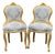 1950s French Louis XVI Gold Beech Damask Side Chairs - Pair For Sale