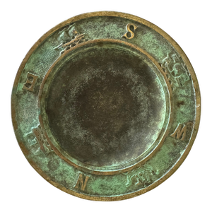 Vintage Solid Brass Raised Nautical and Compass Trinket Dish Ashtray