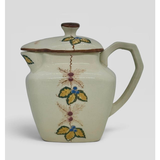 Mid 20th Century Ceramic Lidded Creamer Hand-Painted Floral Berry Motif For Sale - Image 12 of 12