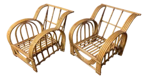Vintage Coastal Bent Rattan Arched Lounge Chairs