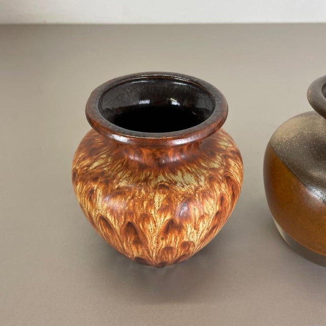 Ceramic Vintage Pottery Fat Lava Vases attributed to Scheurich, Germany, 1970s, Set of 3 For Sale - Image 7 of 18