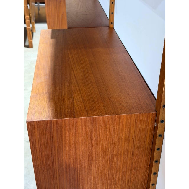 Teak Three-Bay Modular Wall Unit With Sliding Door Cabinets Danish Mid-Century Modern 1960s For Sale - Image 12 of 12