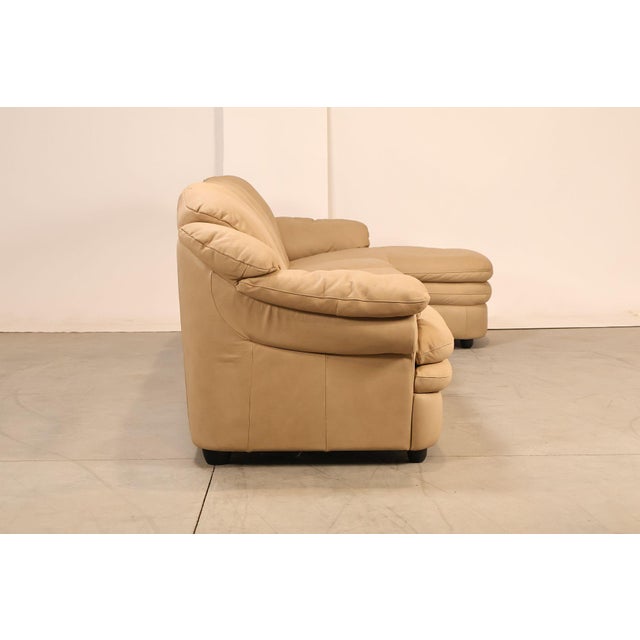 Italian Made Leather Sectional Sofa With Chaise For Sale - Image 14 of 18