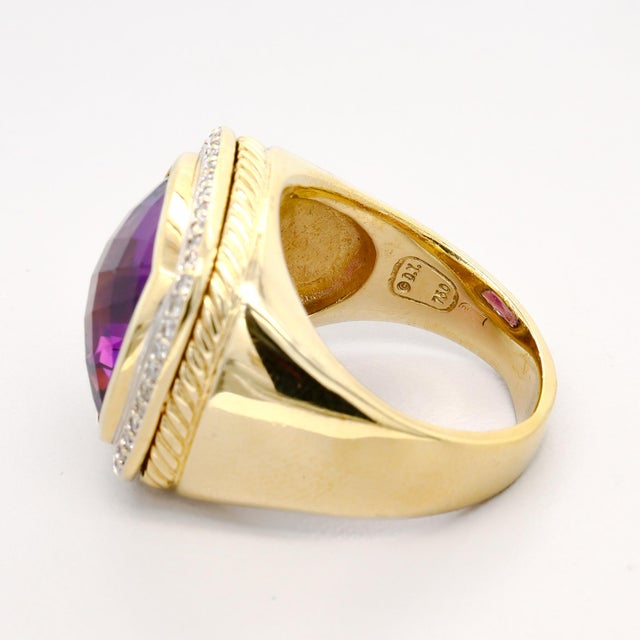 Vintage David Yurman 18k Yellow Gold, Amethyst, & Diamond Albion Cocktail Ring For Sale - Image 14 of 14