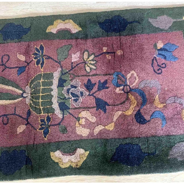 1920s Handmade Antique Art Deco Chinese Rug 2.1' X 4.2' For Sale In New York - Image 6 of 7