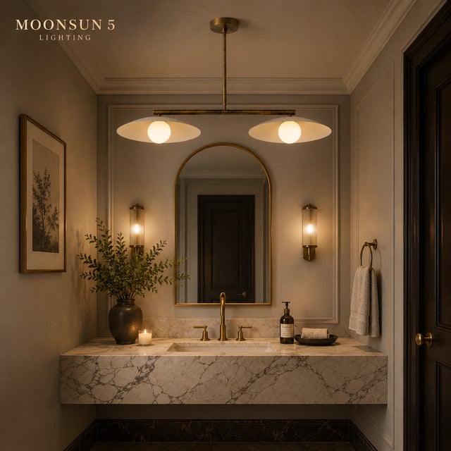 Illuminate your home with timeless elegance using this handcrafted double dome linear chandelier. Designed with a sleek...