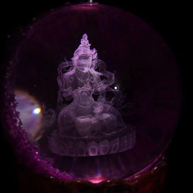 Late 19th Century Buddhist Relic Sphere With Etched Deity, 1516g, Purple Crystal Ball For Sale - Image 9 of 9