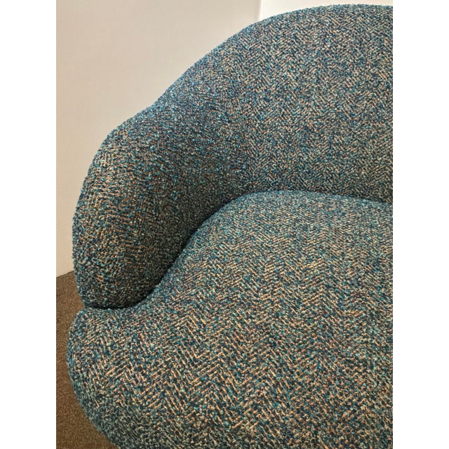 Revelation Modern Teal and Tan Scoop Swivel Chair Pair For Sale In Atlanta - Image 6 of 6