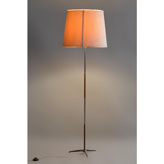 1960s Mid-Century Floor Lamp in Rosewood & Chrome-Plated Steel, Czechia, 1960s For Sale - Image 5 of 6