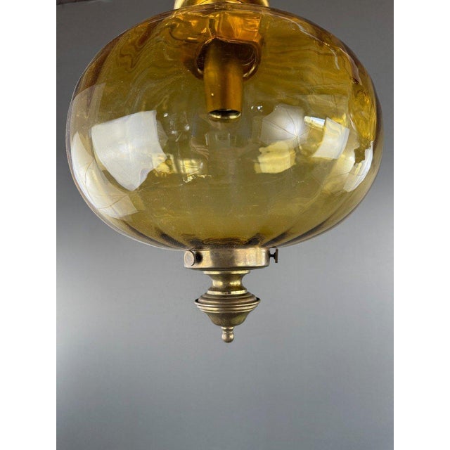 20th Century Amber Blown Glass Lantern Pendant Lights, Set of 2 For Sale - Image 5 of 10