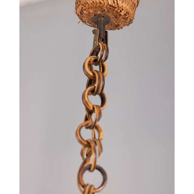 Vintage Italian Bamboo and Straw Pendant Lamp, 1960s For Sale - Image 10 of 12