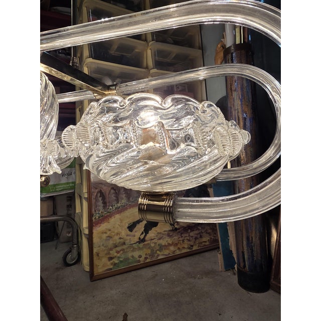 Art Deco Murano and Brass Navetta Chandelier from Barovier, 1930s For Sale - Image 3 of 18