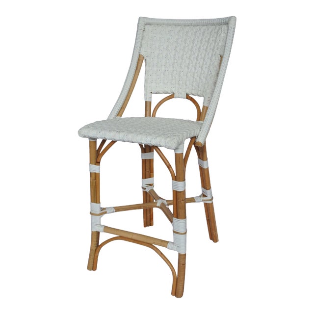 Bistro Counter Chair, White, Rattan For Sale