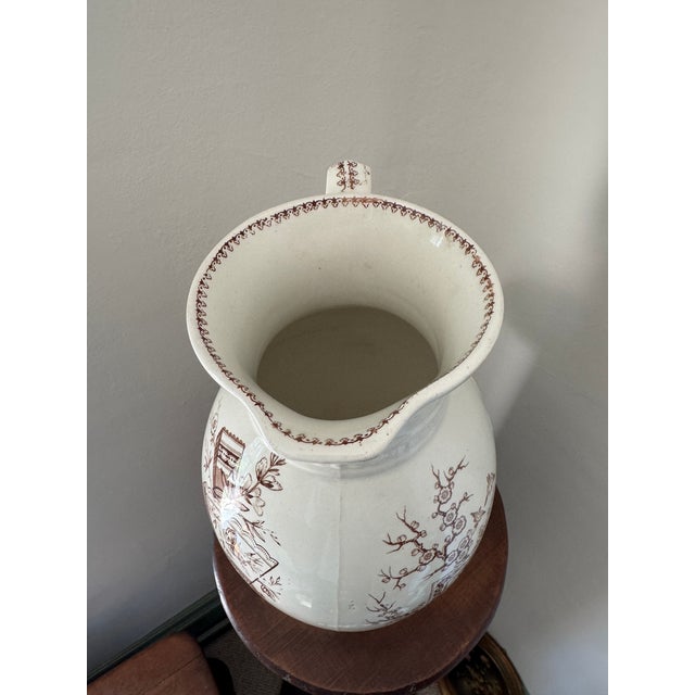 English 1880s W. H. Grindley Aesthetic Movement Transferware Pitcher For Sale - Image 3 of 8