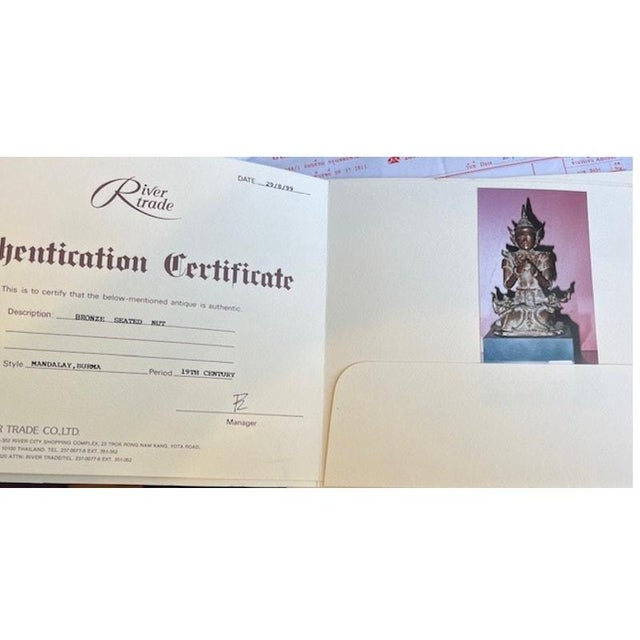 Asian Antique Antique 19th C. Bronze Seated Burmese Buddha/Deva Figure From Bangkok For Sale - Image 3 of 8