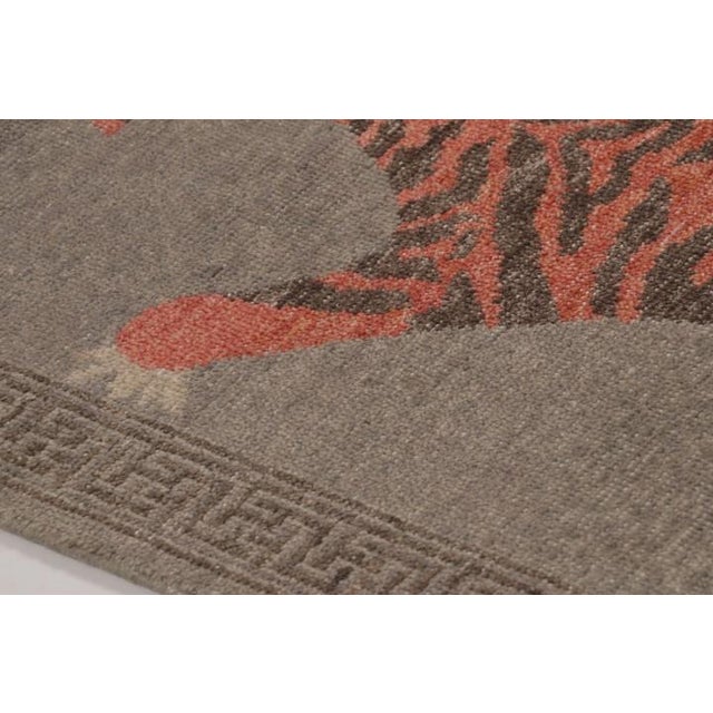 2010s Rug & Kilim’s Distressed Tiger Runner Rug With Gray and Orange Pictorial For Sale - Image 5 of 9