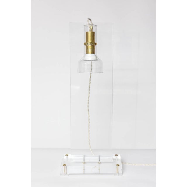 Unique Lucite Table Lamp with Articulating Glass Diffuser For Sale - Image 9 of 18