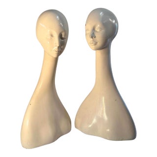 Vintage Long Neck Mannequin Bust (Pair Available) For Sale