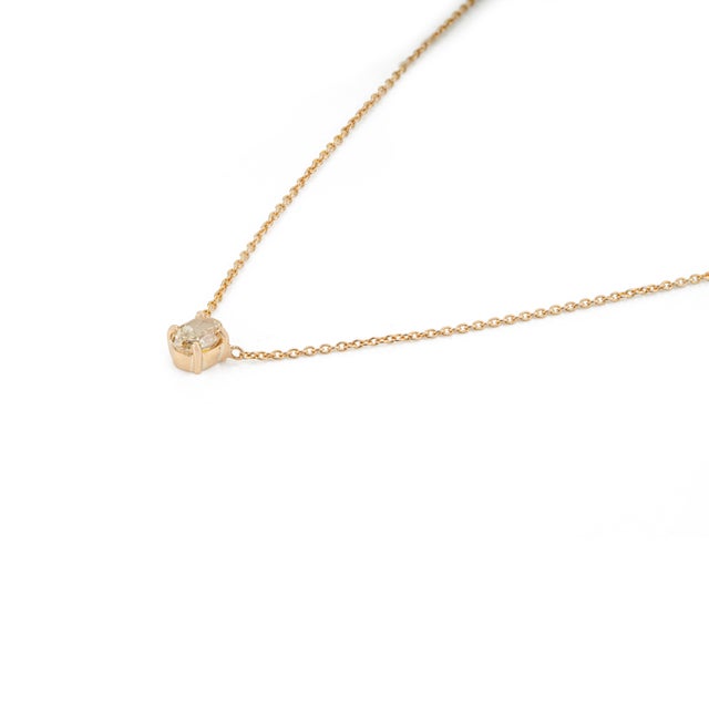 Oval Cut Yellow Diamond Minimalist Solitaire Contemporary Necklace in 18k Gold For Sale - Image 4 of 15