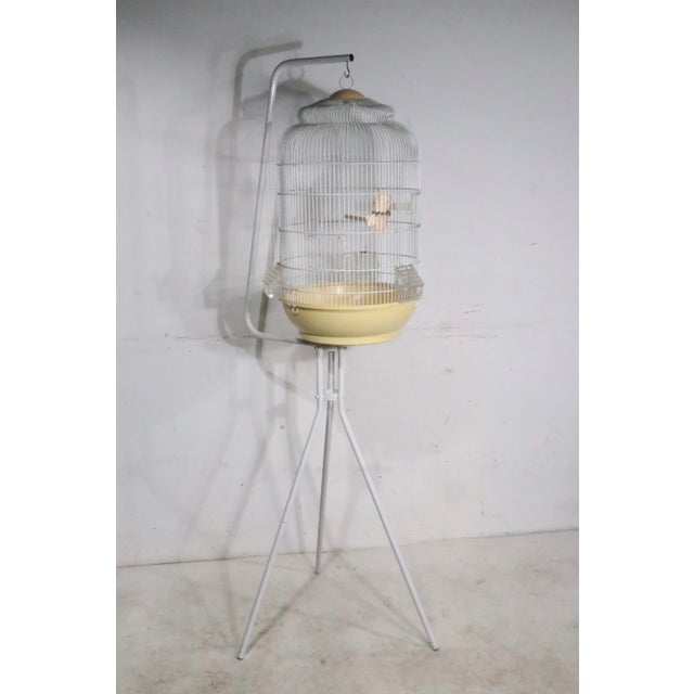 Vintage Mid Century Birdcage and Stand Made in Italy by F O P C. 1970's For Sale - Image 11 of 17