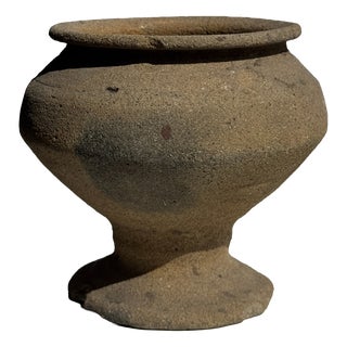 Small Indonesian Brutalist Pedestal Pot, 1980s For Sale