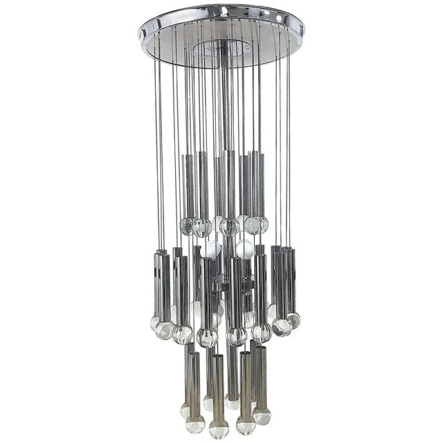 Italian Chrome and Glass Chandelier by Gaetano Sciolari, 1970s For Sale - Image 9 of 9