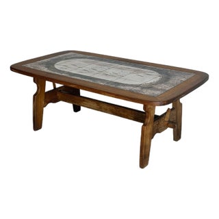 Oak Rectangular Tile-Top Coffee Table Danish Mid-Century Modern 1970s For Sale