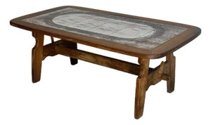 Oak Rectangular Tile-Top Coffee Table Danish Mid-Century Modern 1970s