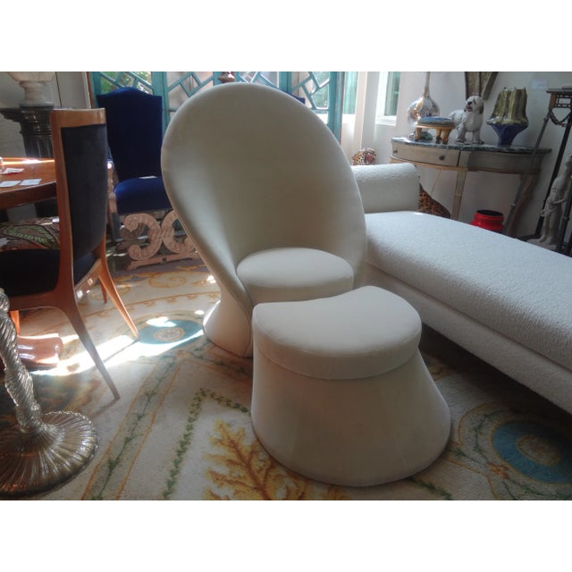 Italian Post Modern Sculptural Chair And Ottoman. This Stunning Italian Modern Design Set Consists Of A Scooped Out Chair...