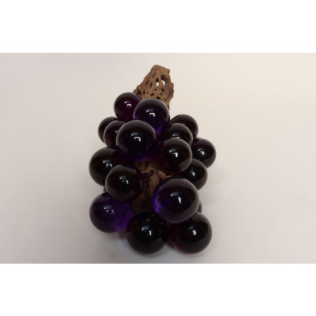 Mid-Century Modern Mid-Century Modern Purple Lucite Acrylic and Driftwood Grape Cluster Centerpiece For Sale - Image 3 of 14