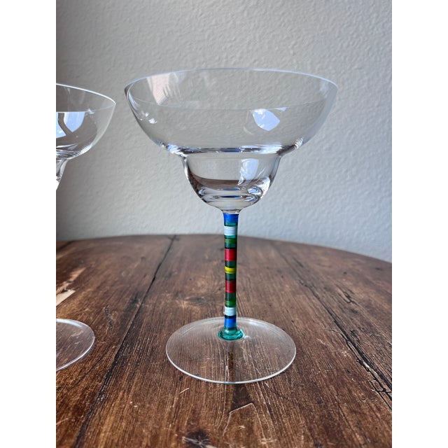 Crate & Barrel Set of 2 - Crate and Barrel Caprice Pattern Crystal Margarita Glassware For Sale - Image 4 of 7