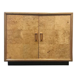 1980s Henredon Olive Burl Wood Dry Bar Cabinet For Sale