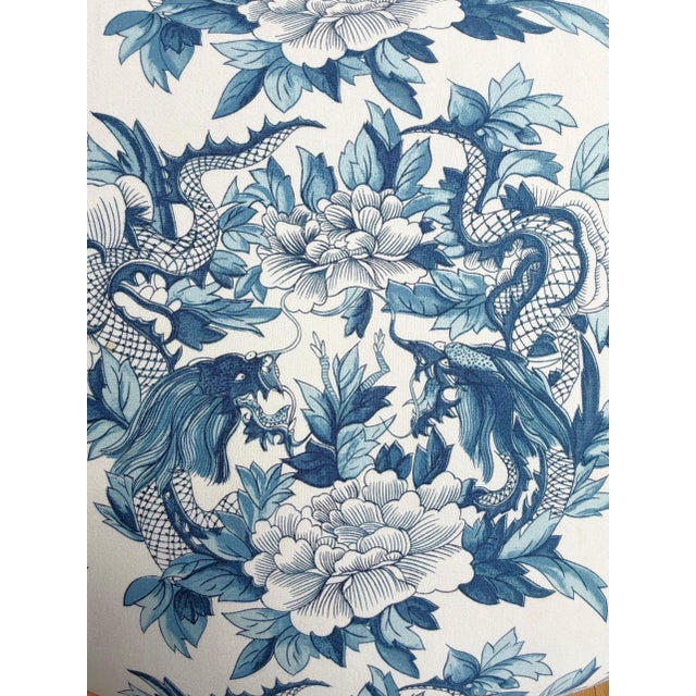 Custom Blue and White Marquis Bergere Chair and Ottoman Set Upholstered in Ralph Lauren For Sale - Image 14 of 18