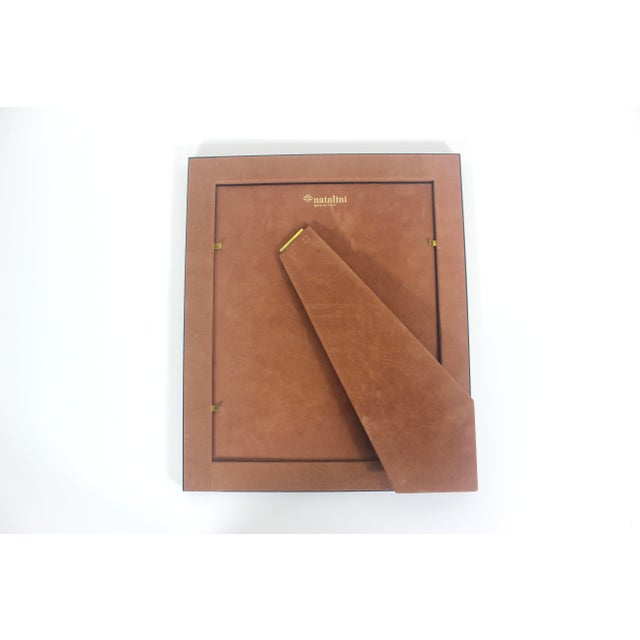 1980s Large Vintage Natalini Italian Mother of Pearl Exotic Wood Picture Frame 8x10” Photo, Table Top Easel Inlaid Vertical Horizontal Photograph For Sale - Image 5 of 8