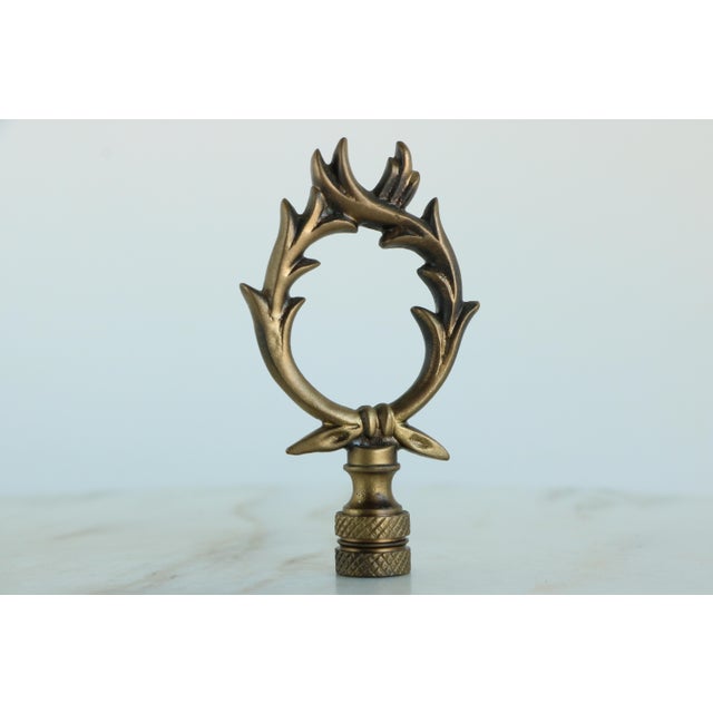 Bronze Tone Laurel Wreath Lamp Finials - A Matching Pair For Sale - Image 4 of 4