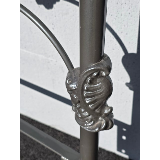 Metal Vintage French Elliott's Designs Iron Gold Silver King Headboard & Footboard For Sale - Image 7 of 12