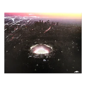 Dodger Stadium Sky High - Original Photography and Mixed Media Los Angeles City Landscape Artwork by Pete Kasprzak