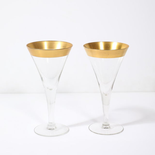 Set of 12 Mid-Century Modernist Gilt Rimmed Water Glasses by Dorothy Thorpe For Sale - Image 11 of 15